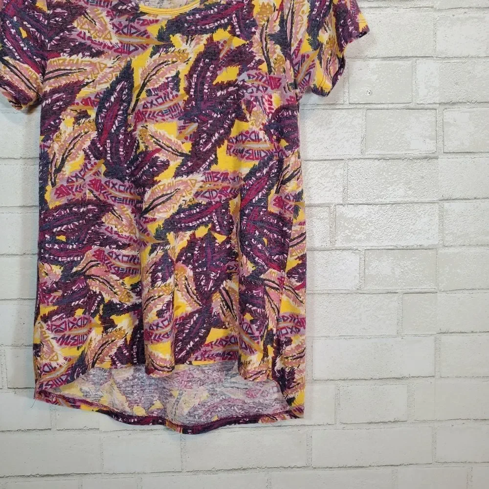 LuLaRoe purple and yellow graphic tee